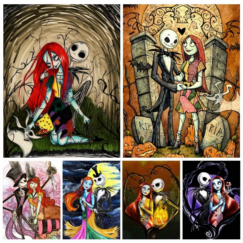The Nightmare Before Christmas Jack Skellington E Sally Diamond Painting Art Full Square Drills Punto Croce Mosaico Home Decor
