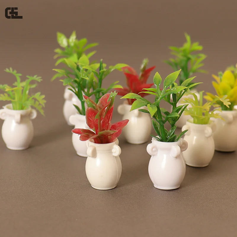 

1:12 Dollhouse Miniature Green Plants Potted Flowerpot Bonsai Model Garden Home Decor Toy Doll House Accessories