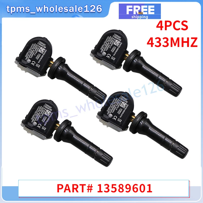 

13589601 13598773 TPMS 433MHZ Tire Pressure Monitor Sensor 4PCS For GMC BUICK LACROSSE CADILLAC SRX CHEVROLET CRUZE IMPALA TAHOE