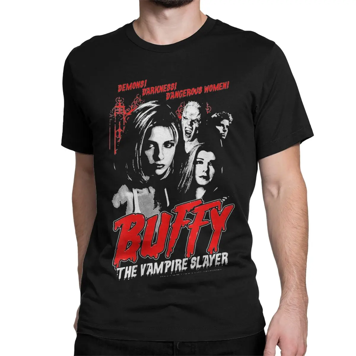 Men Women T-Shirt Buffy The Vampire Slayer Humor 100% Cotton Tees Short Sleeve Horror TV T Shirt Round Neck Clothes Gift Idea