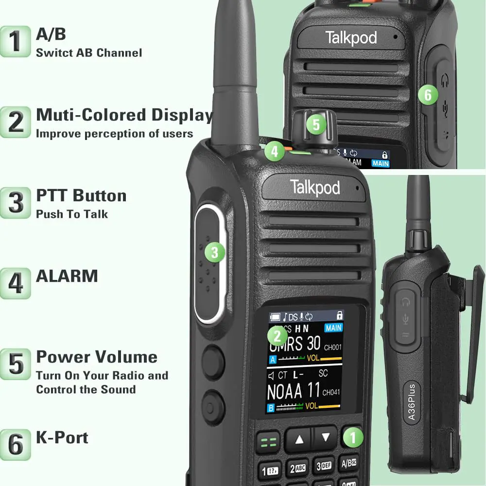 Talkpod A36Plus Walkie Talkie 8W Long Range Am Fm Two Way Radio Commutator Station Amateur Ham Wireless Set Portable Receiver 2