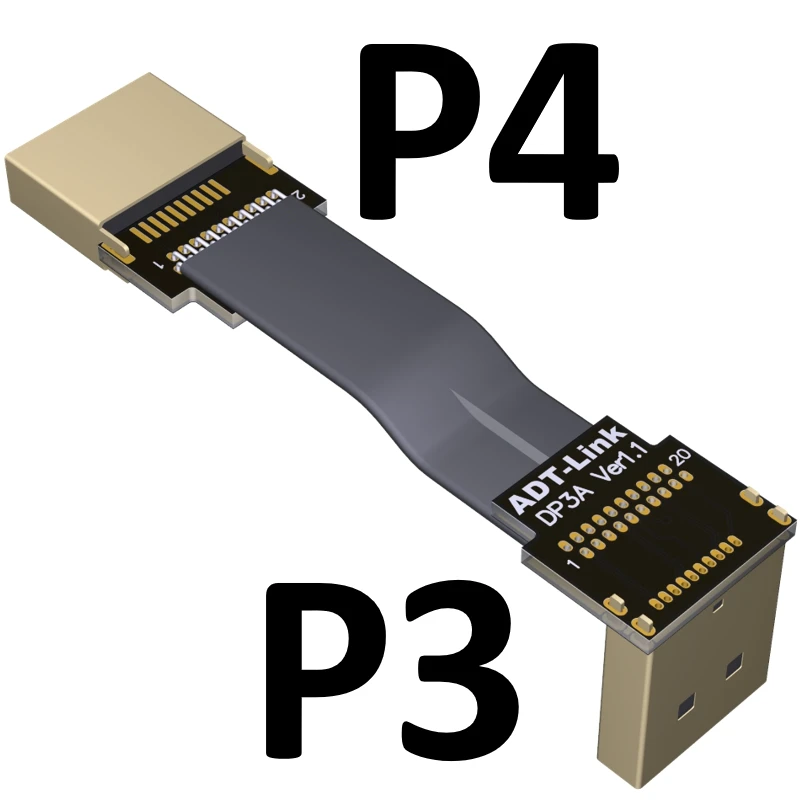 Displayport Fita Cabo de Extensão Macho-fêmea Plano Emi Blindagem Cabo Fpc dp 90 Graus Ângulo Conector com Suporte de Montagem - Image 6