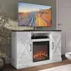 Farmhouse Barn Door TV Stand with Electric Fireplace & Media Console 47 Inch Entertainment Center TV up to 50" Open Storage 5