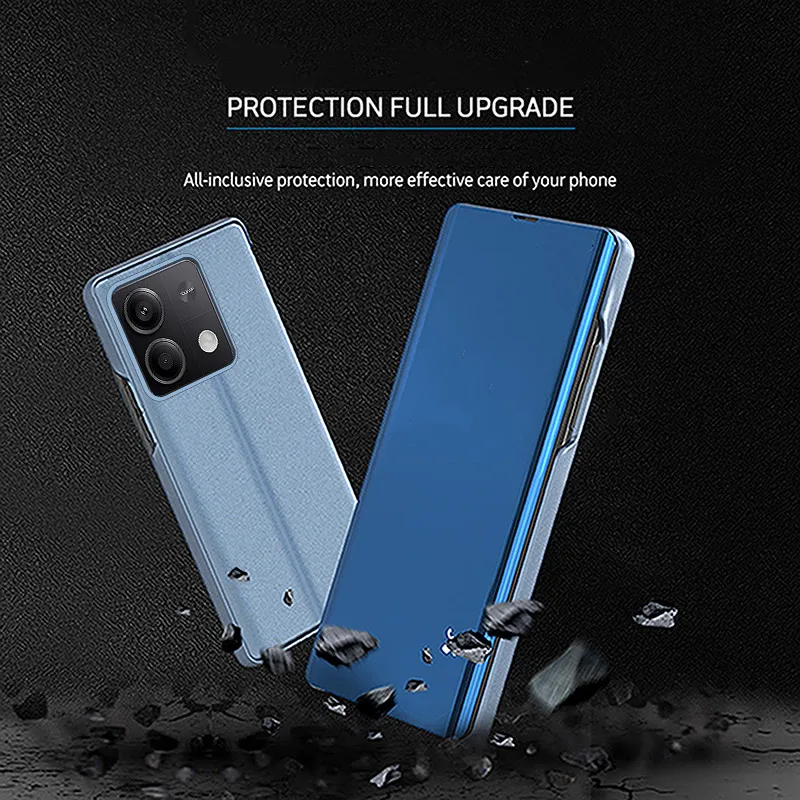Enhanced Mirror Flip Case with Kickstand and Shockproof Protection - Sleek Protective Cover and Stylish Shell