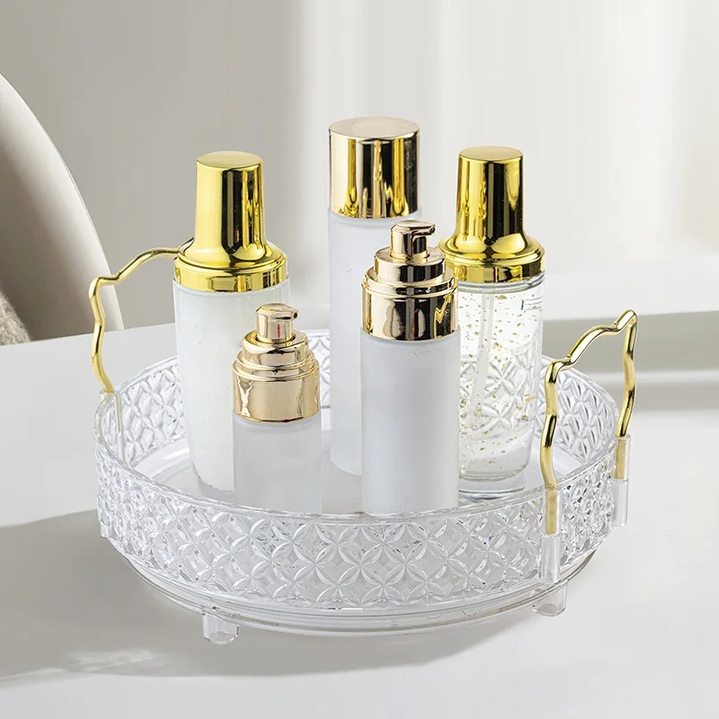1PC Rotating Makeup Organizer, Bedroom Dresser or Vanity Countertop Storage, clear cosmetic storage rack, for skin care products 3