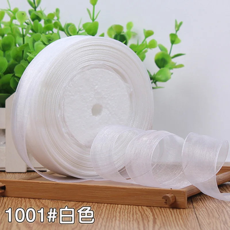 Ribbon Decoration Ribbon Supplies Wrapping Ribbon Christmas Ribbon Organza Ribbon 12/15/20/25/40/50mm White Transparent Organza Ribbons Gift Wrapping Decoration Christmas Ribbons Wedding Party Decoration 50yard