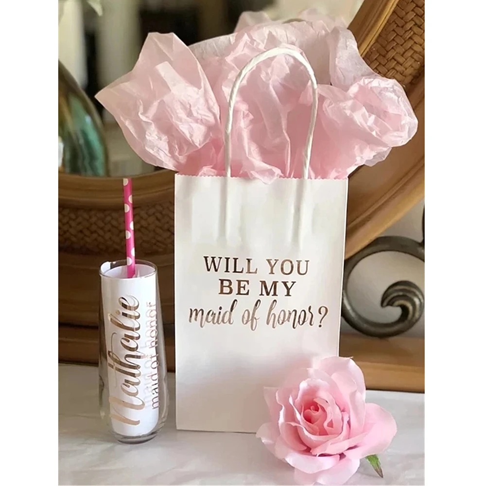

Personalized silver nam wedding bridesmaid maid of honor thank you gift bags, gift bags,bridesmaid gift-Wedding Gifts Bag