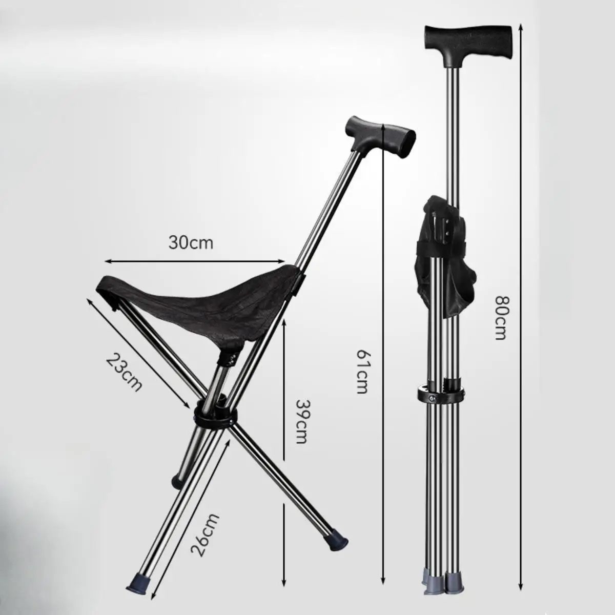 Walking Cane Trekking Stick with Seat Practical Supports for Mountaineering Hiking Seniors
