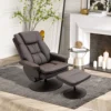 Modern PU Leather Recliner Chair, Living Room Chair w/ Footrest Ottoman, Brown 1