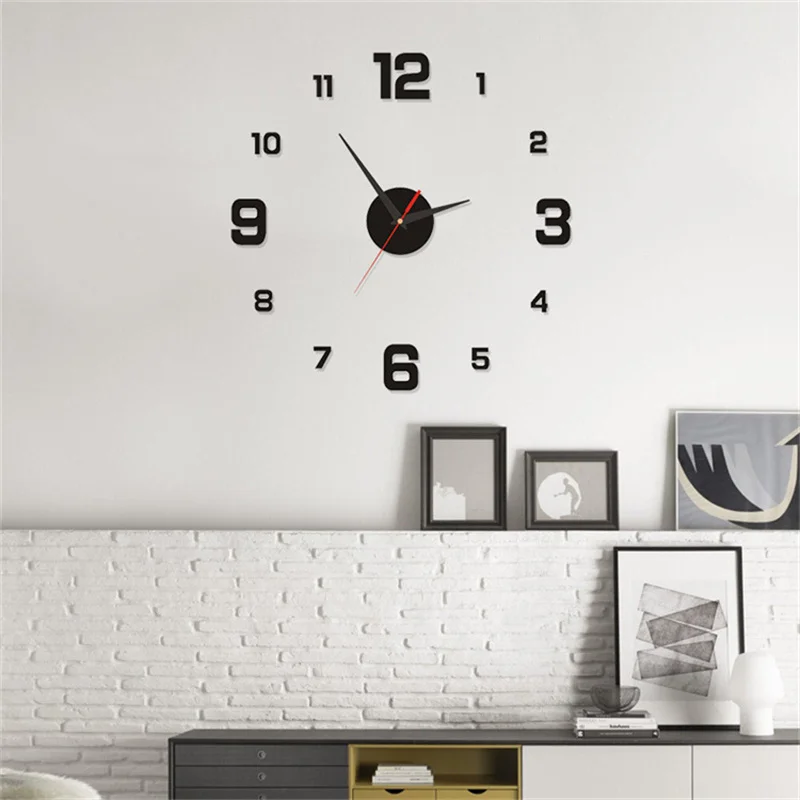 Reloj de pared 3D DIY, diseño moderno sin marco, números de superficie de  espejo, relojes de pared, calcomanías de pared silenciosas, regalo, sala de