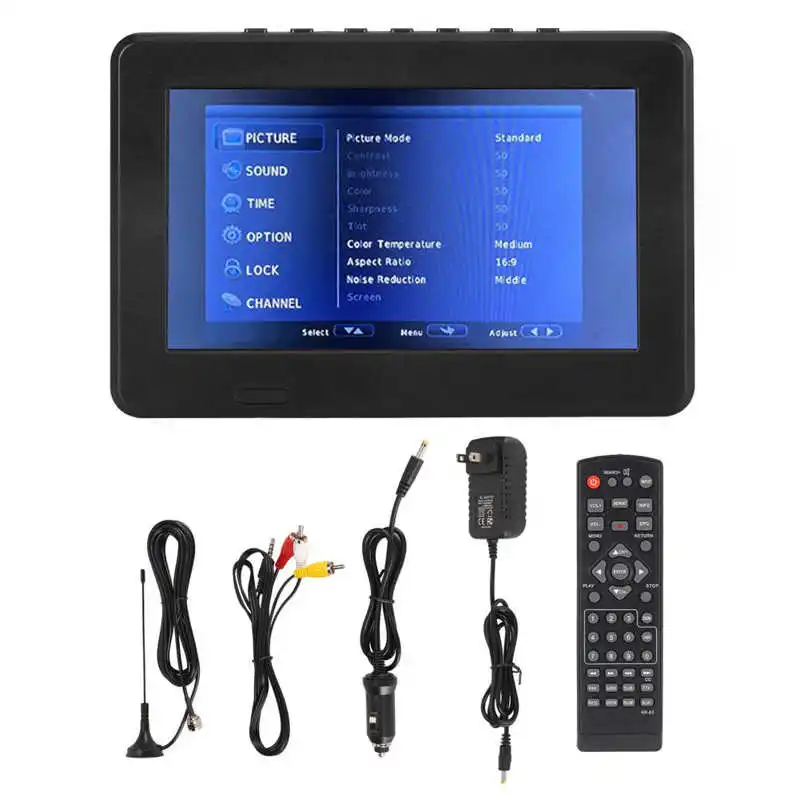 Leadstar 7 Inch Portable Digital TV ATSC USB Storage Card TV Function Rechargeable 1080P LED Digital Television US Plug