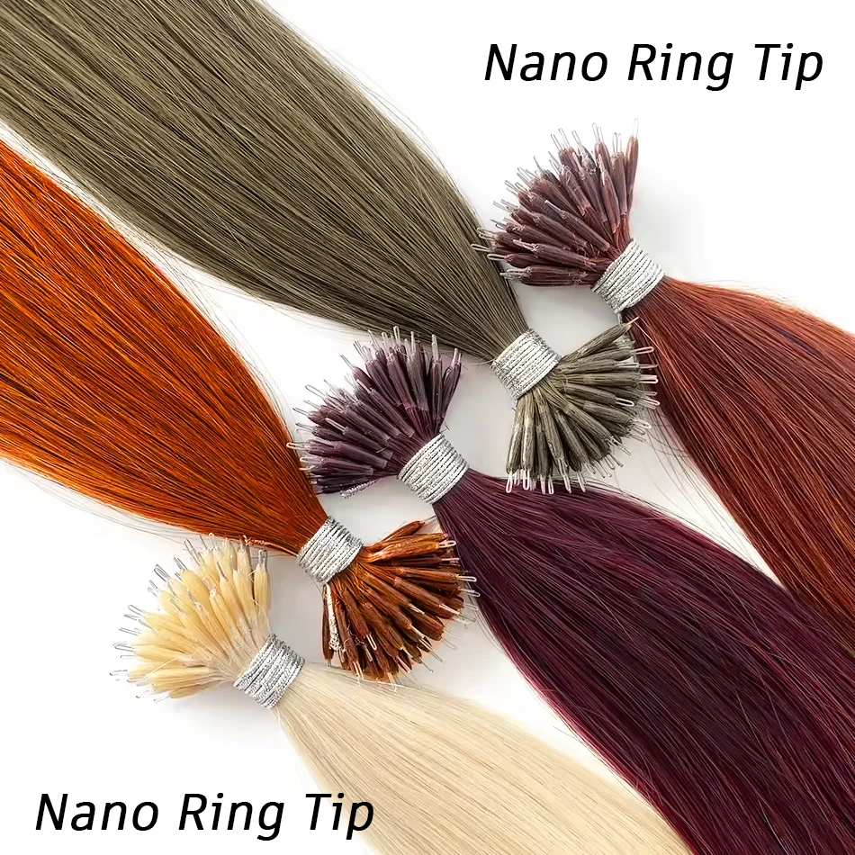 30 Inch Straight Hair Nano Ring Tip Hair 100% Natural Real Human Fusion Durable Extensions Set Keratin Capsule Brown Blonde