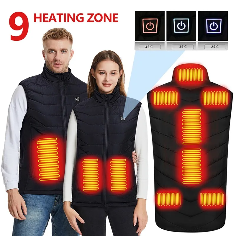 Men Usb Infrared 2/4/9/15/17/21 Heating Areas Vest Jacket Winter Electric Heated Vest Waistcoat, Oversized 1