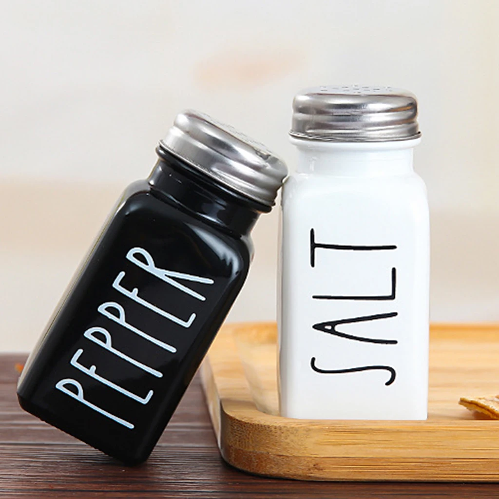 Salt and PepperSalt and Pepper Shaker Set Condiment Bottle Jars Pots Stainless Steel Lid Dispenser for Kitchen Cooking Tools