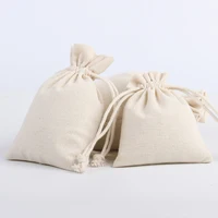 5Pcs/Lot DINYAO Light Natural Color Cotton Linen Storage Drawstring Bags Thicken Fabric Christmas Gift Package Small Pouches 1