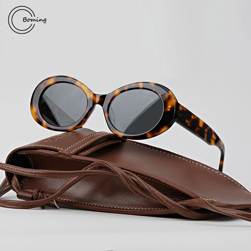 

Luxury brand CL40194 tortoise acetate sunglasses men oval fashion eyeglasses UV400 outdoor handmade women trendy SUN GLASSES