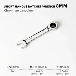 Compact Ratchet Wrench with 72 Tooth Design - Dual - Purpose Stubby Spanner (8mm)