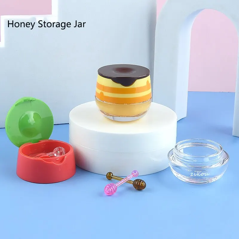 Honey Storage Jar Acrylic With Spoon Lipstick Plastic Makeup Empty Bottles Transparent Small Spoon Storage Jar Supplies