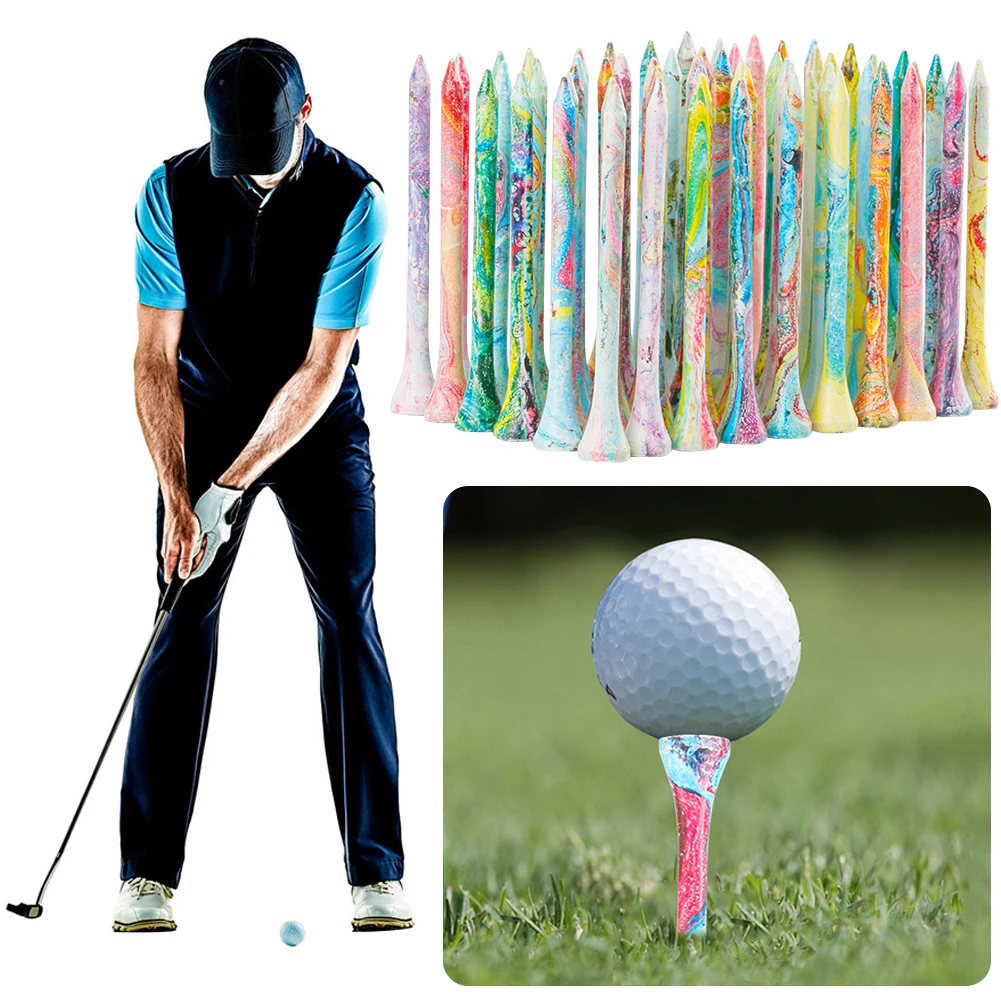 50Pcs Wood Golf Tees Golf Ball Nails Tees More Stable Golf Training Ball Tee Colorful Golf Ball Holder Tees Golf Accessories