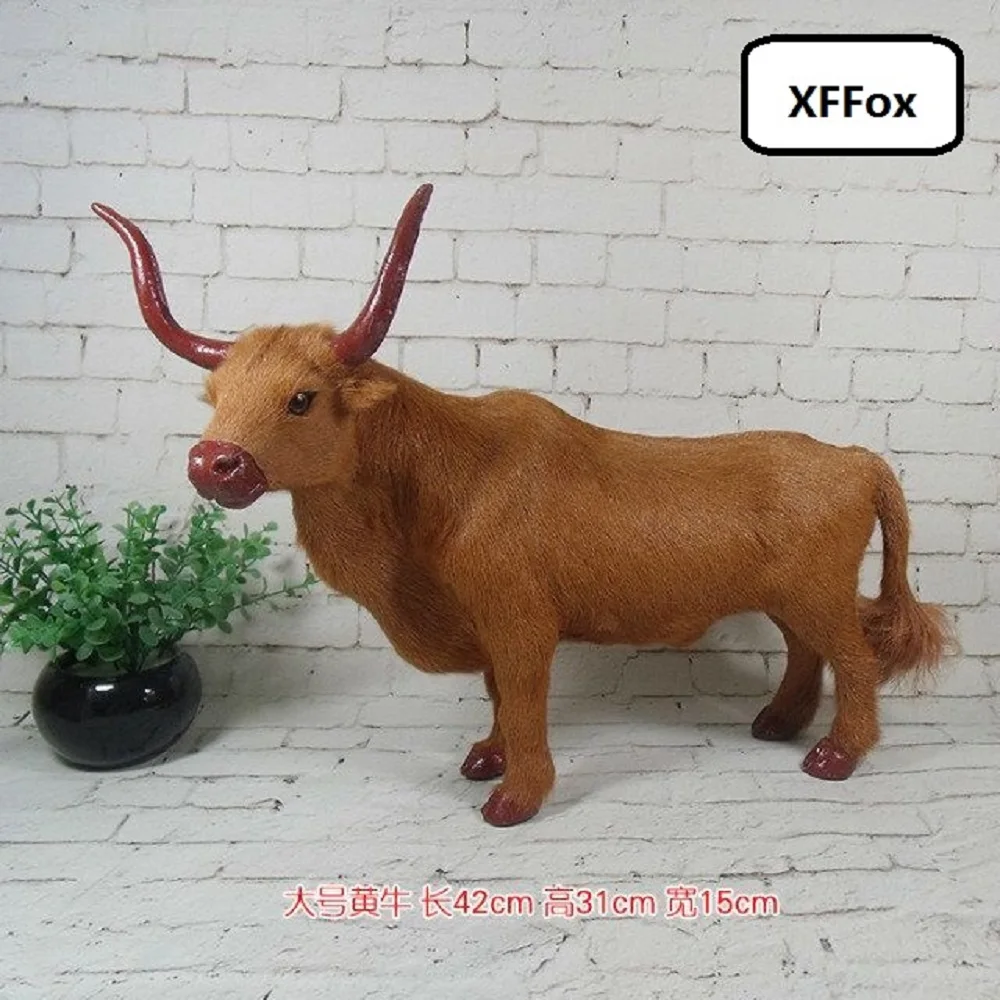 

big creative real life cattle model plastic&furs simulation brown cattle gift about 42x31x15cm xf1921