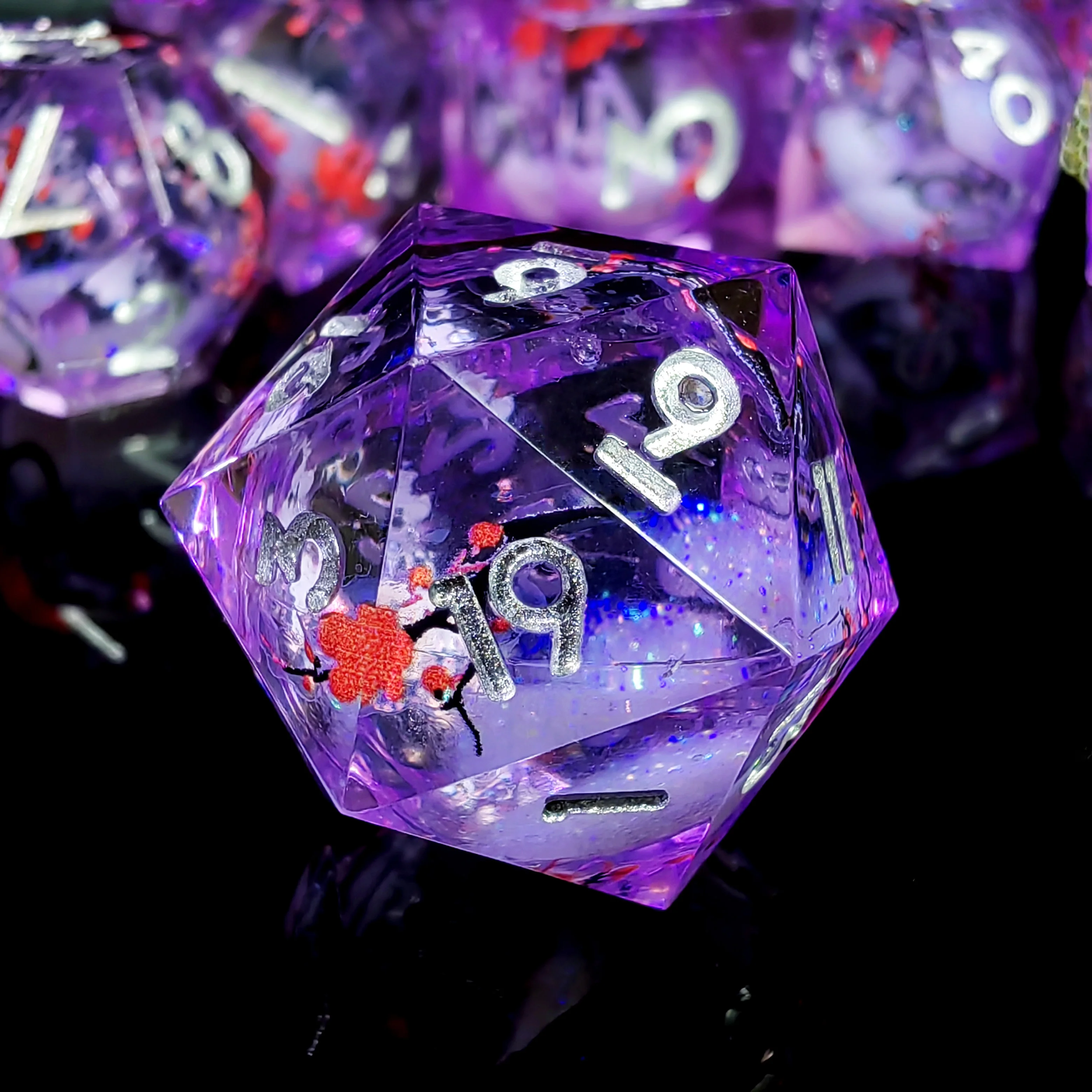 7-Piece Resin DnD Dice Set Plum Blossom Pattern Polyhedral Dice for Dungeons & Dragons RPG Tabletop Games