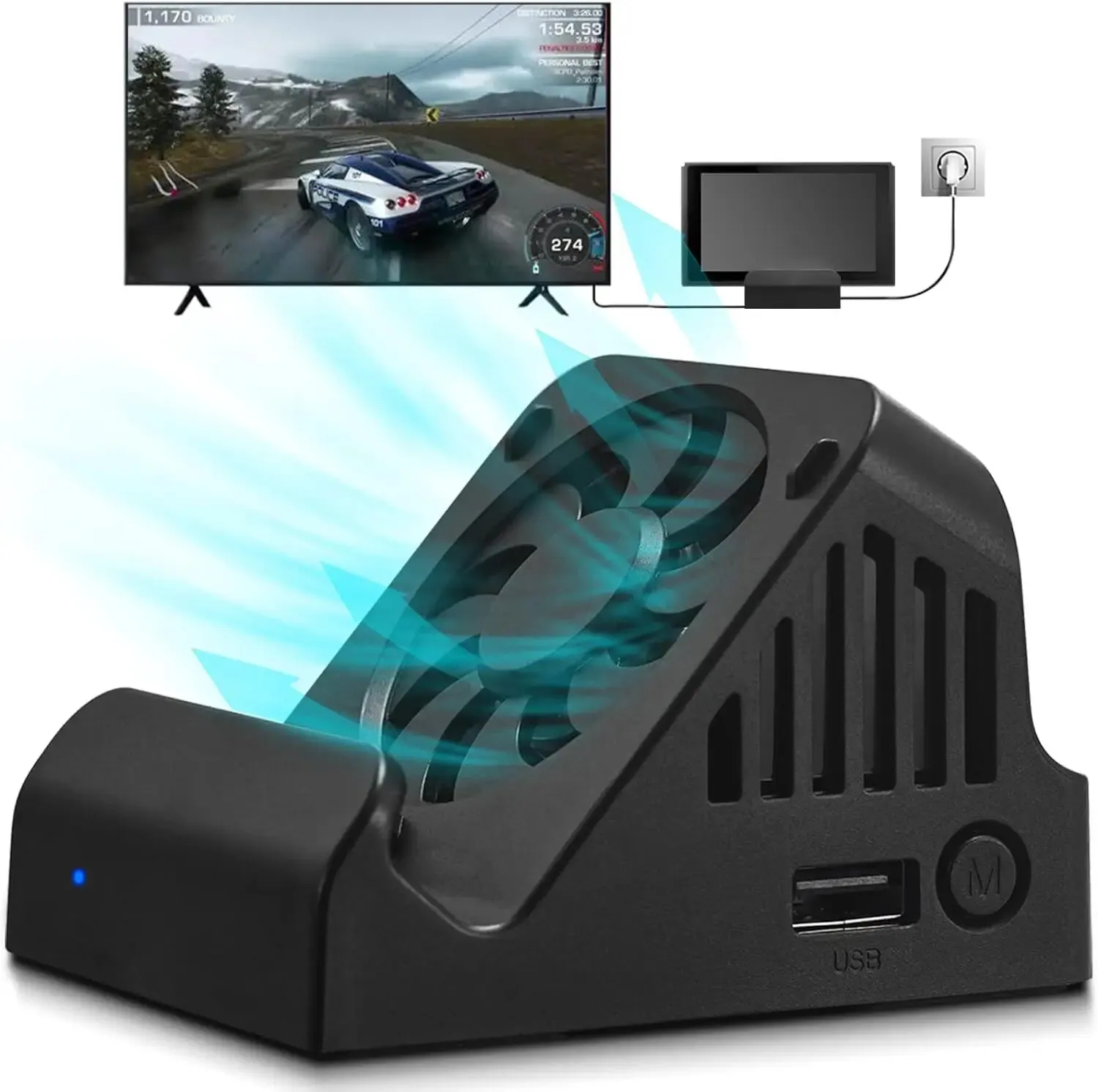 Linyovo Supporto Portatile Dock Di Ricarica Per Proiezione Tv Per Interruttore, Ventola Di Raffreddamento Adattatore Hdmi 4K Compatto Con Porte Usb 3.