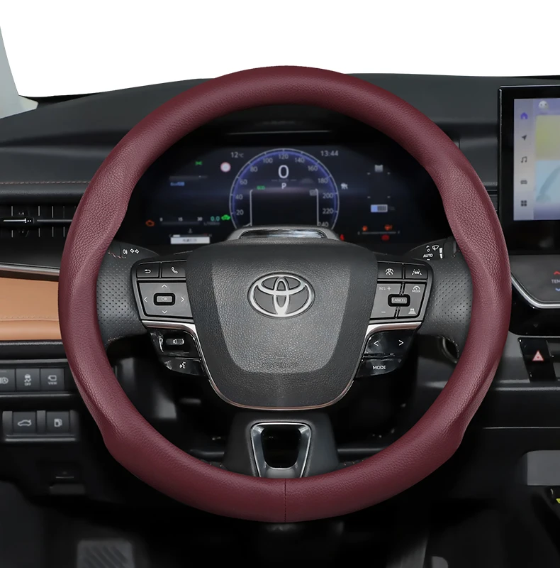 Für Toyota 37–38,5 cm runde Lenkradabdeckung, ultradünnes Mikrofaser-Leder, CHR RAV4 Yaris Auris Corolla Avensis Camry Sienna – Detail 13