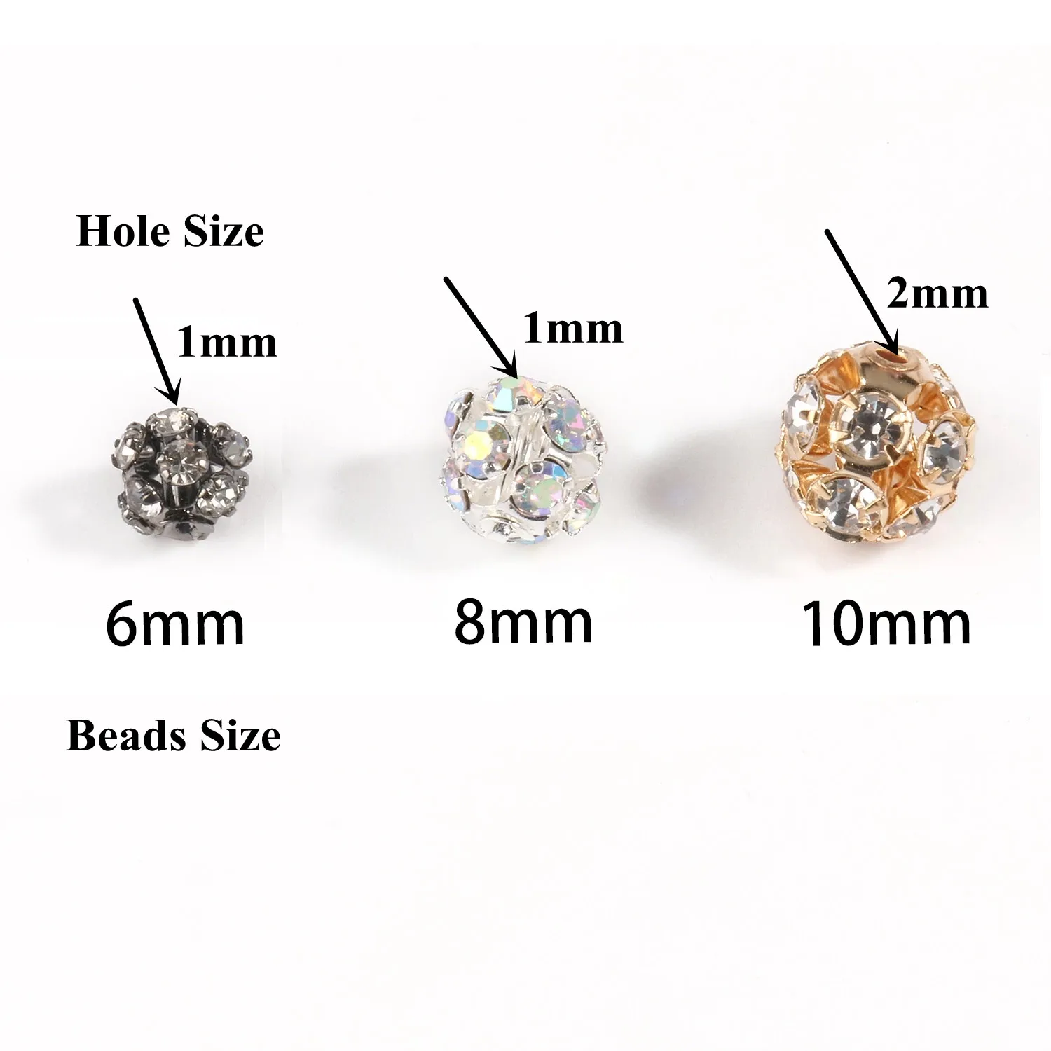 Silver Plated Full Crystal AB Rhinestone Balls 8mm - 6 beads – Estate Beads  & Jewelry