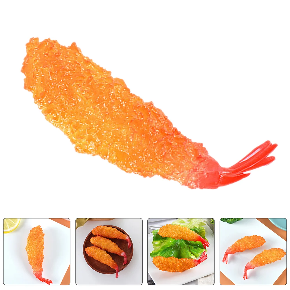 

3pcs Cooking Toy Simulation Shrimp Toy Lifelike Tempuras Model Kitchen Food Ornament For Decor