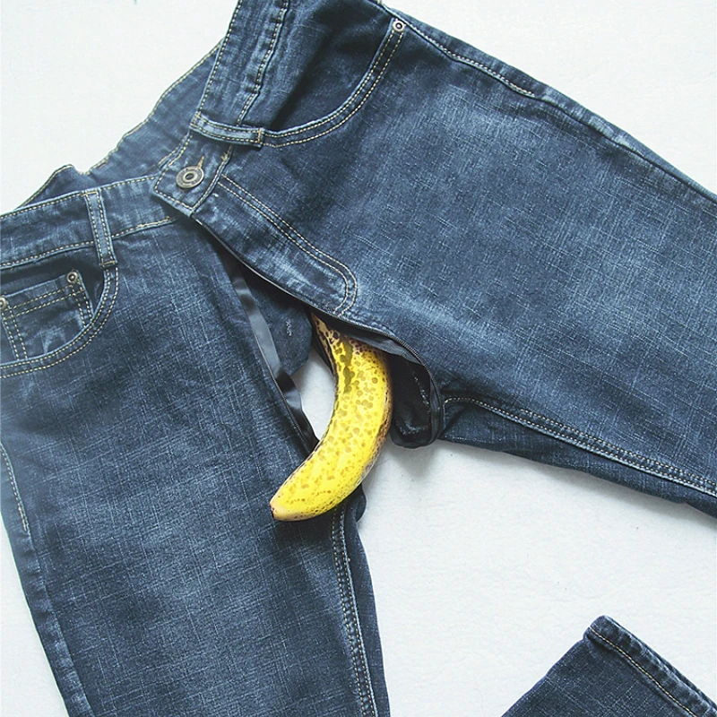 Men Leggings Outdoor Sex Pants for Men Jeans Crotchless Hidden Zipper Couple Dating Erotic Costume Funny Denim Trousers Open Crotch Pants
