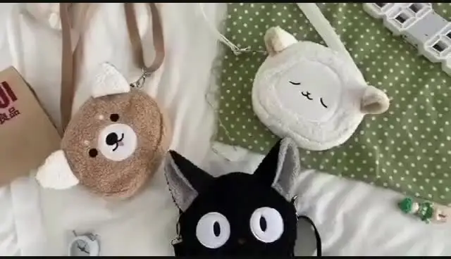 OWFKAY Borsa a tracolla in peluche con giraffa e leone in