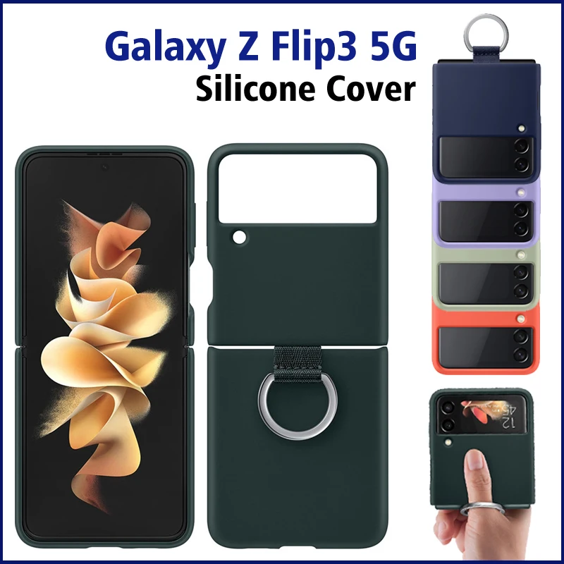 

Оригинальный чехол Samsung Galaxy Z Flip3 для телефона с кольцом для откидной крышки, простой стильный силиконовый чехол для телефона