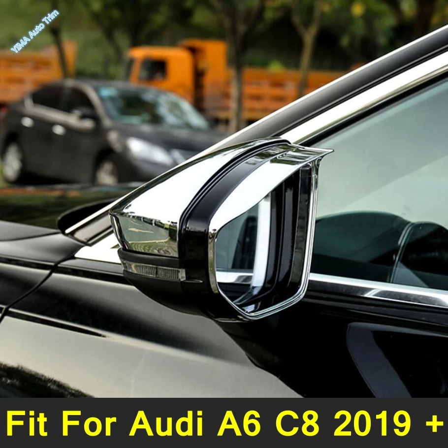 

Chrome Rearview Mirror Shell Rain Eyebrow Decor Cover Trim Fit For Audi A6 C8 2019 - 2022 Car Exterior Accessories Refit Kit