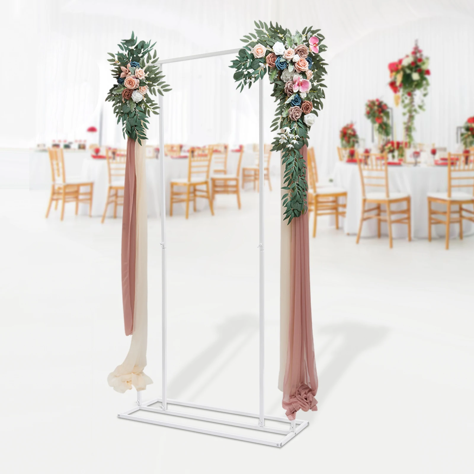 2*1m White Metal Balloon Frame Stand Balloon Wedding Backdrop Stand Garden Floral Decoration