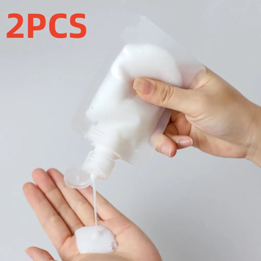 

2pcs Portable Travel Fluid Makeup Packing Bag 30/50/100 Ml Transparent Flip Cap Packaging Bag Plastic Stand Up Spout Pouch