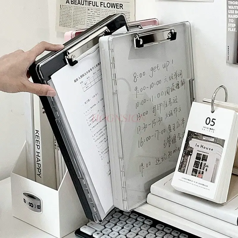 1pcs 다층 다기능 폴더, 쓰기 패드, 종이 보관함, 보드 클립, 쓰기 보드 보관 폴더