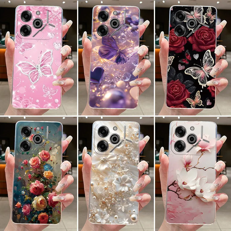 Luxury Butterfly Flowers Transparent Soft TPU Phone Case