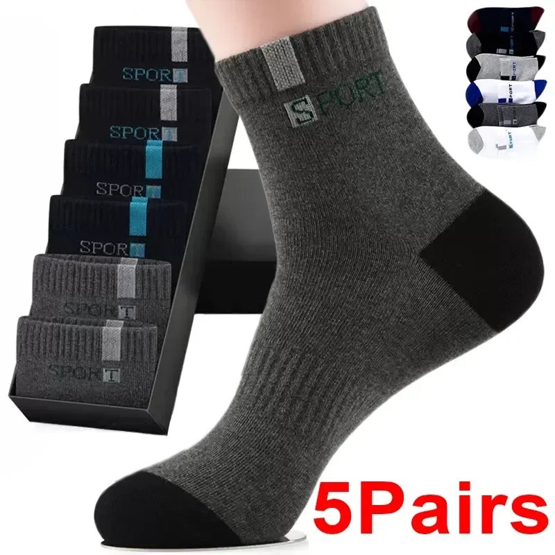 

Size Soft Sports Autumn Socks Sock Men Black 5pairs White Mid Male Winter Cotton Socks Tube 36-43 Deodorant Breathable Business