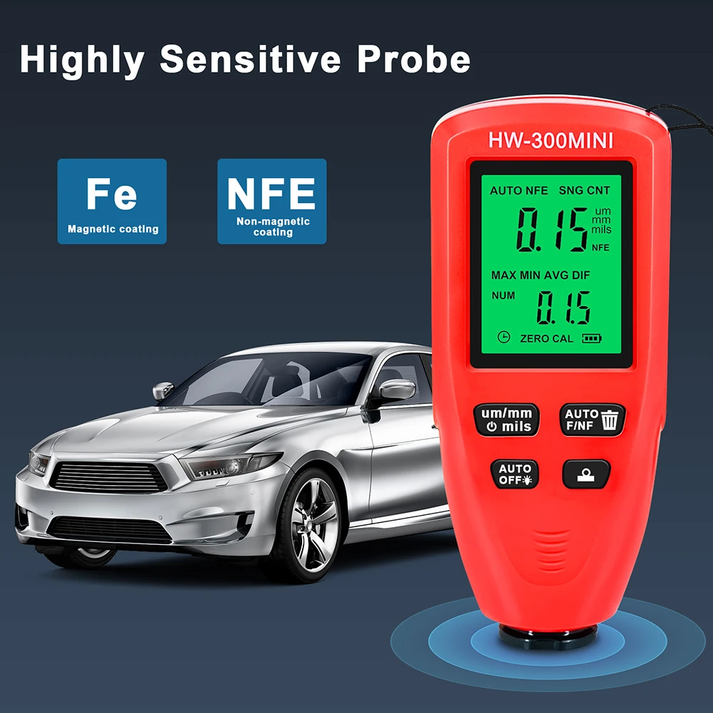 HW-300MINI Digital Thickness Gauge Coating Meter Tester Auto Car Paint  Measuring Instrument Paint Layer Measuring Device Tool - AliExpress