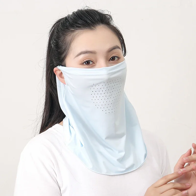 Summer Ice Silk Sunscreen Mask Scarf Outdoor Anti-mosquito Breathable Veil Mask Women Outdoor Cycling Golf Tennis Face Mask 2