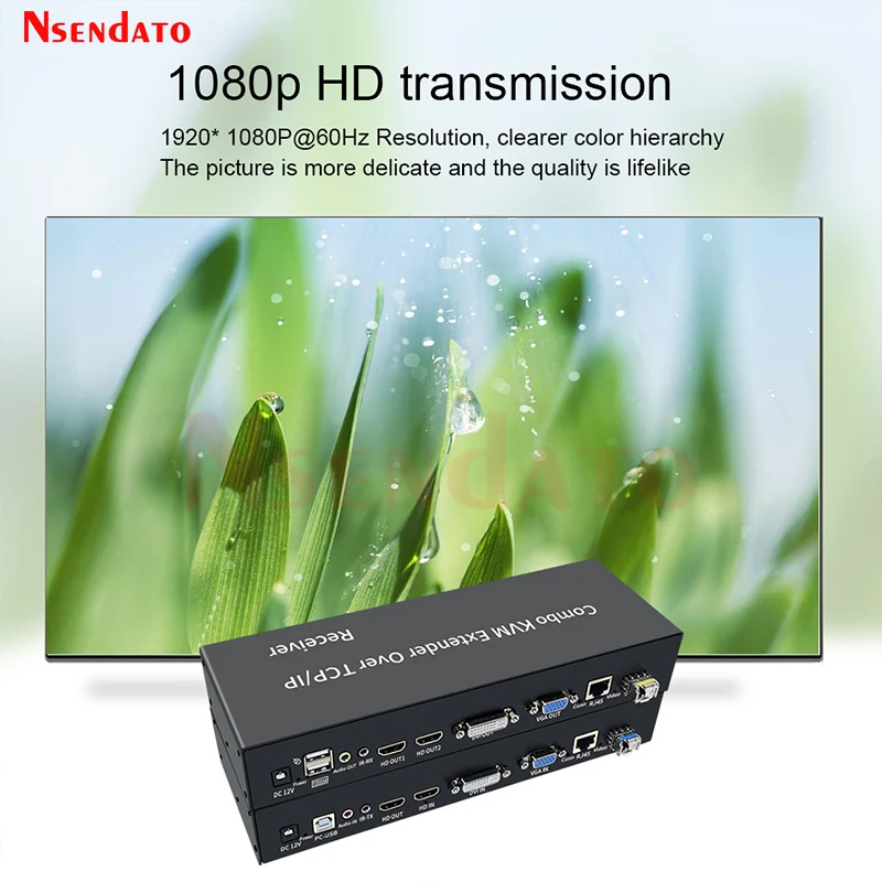 20Km HDMI KVM Fiber Extender over SC Fiber Optical HDMI DVI VGA USB Video Transceiver KVM Extender RJ45 120M For Keyboard Mouse