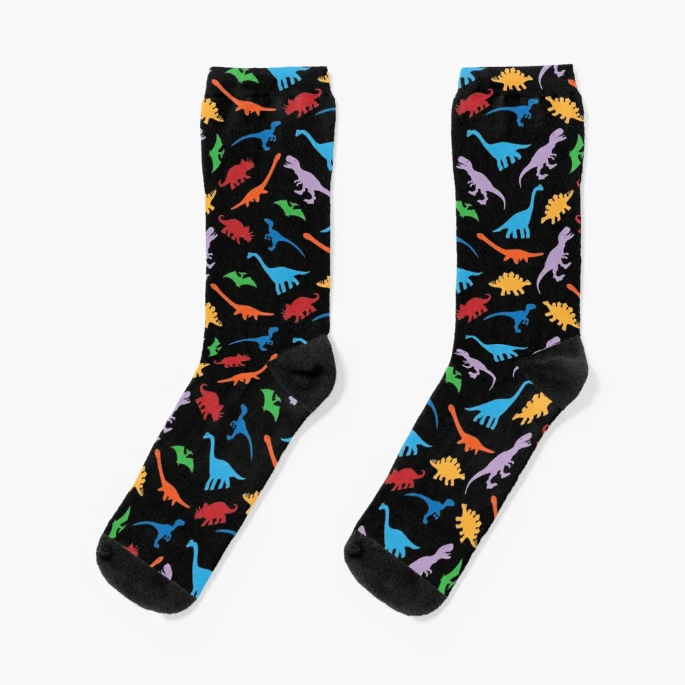 7 Dinosaur Species Colorful Silhouette Transparent Background Pattern Socks new in's moving stockings Socks Women Men's 7 dinosaur species colorful silhouette transparent background pattern socks happy socks male socks women s