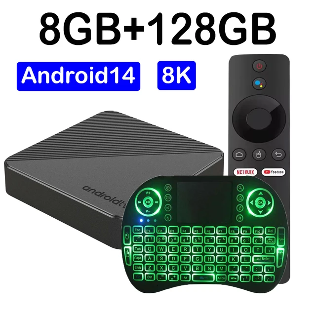 2026 Smart TV Box T8 Android 14 Ram 4GB 8GB Rom 64GB 128GB Streaming Media Player Bluetooth 5.4 5G Wifi Google Voice Set Top Box