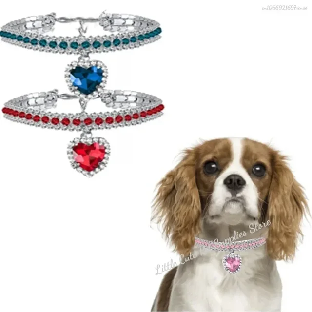 Kitten Diamante Collar Necklace for Cat Rhinestone Cute Bling Puppy Doggy Crystal Pendant Diamond Collar Pet Accessories 2