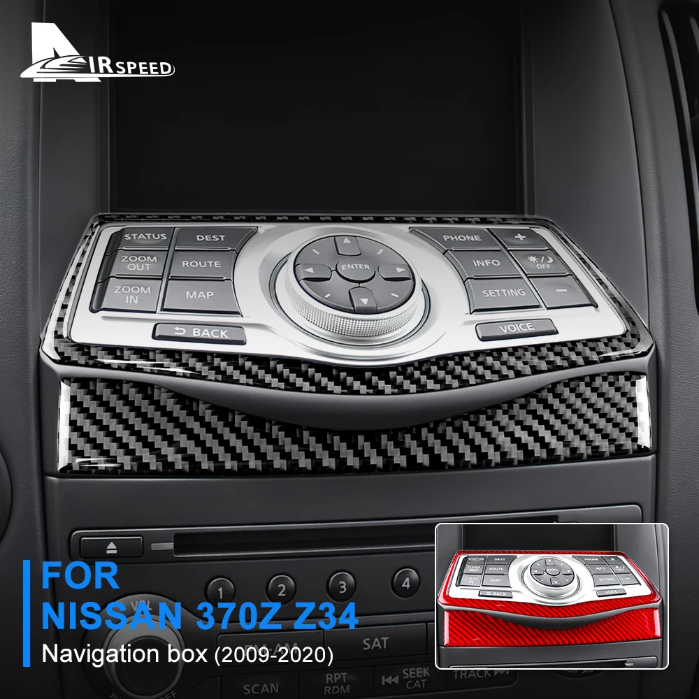 

Наклейка AIRSPEED для Nissan 370Z Z34 2009-2020, аксессуары для автомобильной навигации, внутренняя отделка, покрытие из настоящего углеродного волокна, украшение