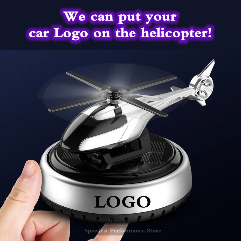 Solar Power Car Logo Helicopter Air Freshener Rotating Car Logo