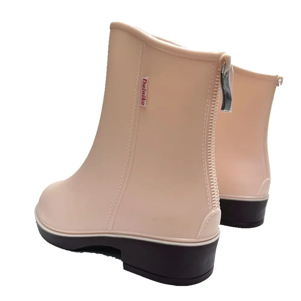 New Women Fashion Mid-calf Rain Boots Waterproof Female Fashion Slip-on Rainboots Non-slip Waterproof Water Shoes Wellies Boots