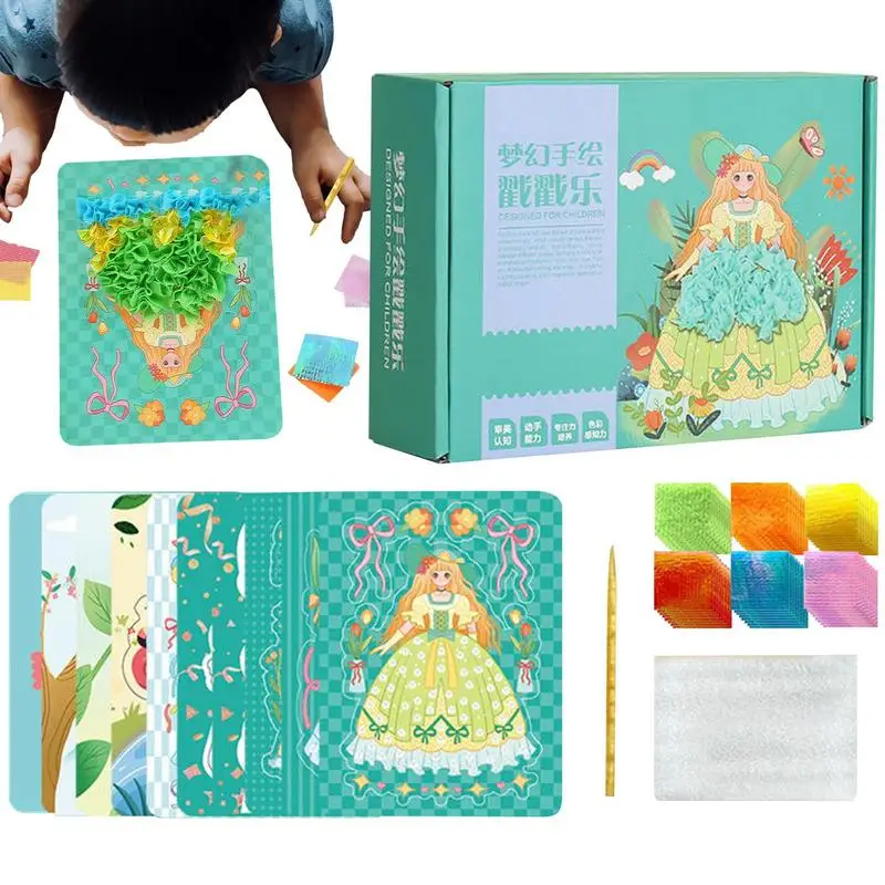 

Poke Painting Kit Drawing Book Princess Dress-Up Activity Book Painting Kit For DIY Crafts Paper Art Supplies Preschool Learning