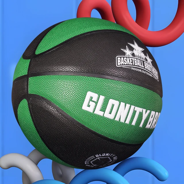 High Quality Black Green Size5/6/7 PU Competition Basketball In&Outdoor Standard Ball Men's&Women's Dribbling Training Ball Team 2