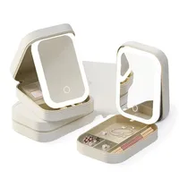 LED Mirror Makeup Storage Box Cosmetics Storage Box Fashion Portable Travel Makeup Bag Simple Makeup Case with Mirror for Woman 1